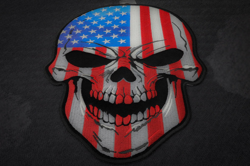 American Flag Skull Patch